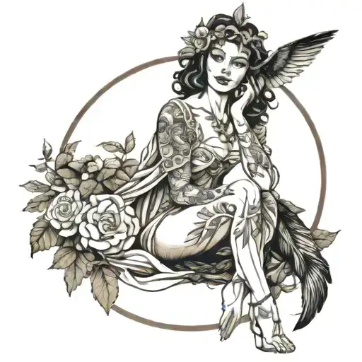 Feminist Pagan Goddess Surrounded By Nature