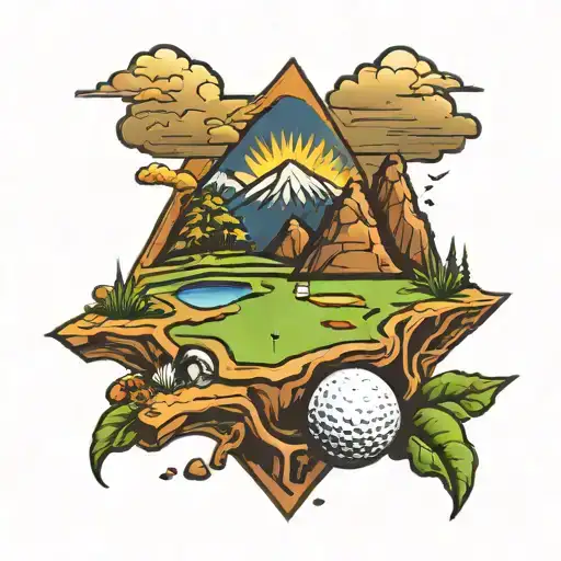 Golf Hole With Mountains