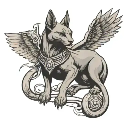 Spartan And Sphinx Cat With Wings