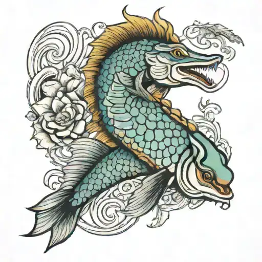 Pike Fish And Unicorn Full Body