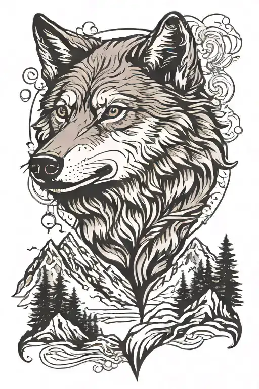 Mountains With Wolf Head