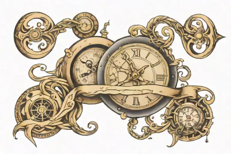 Infinity Sign With Clock And Compass