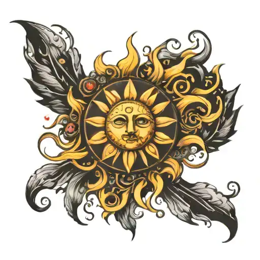 Unique Beautiful Sun Tattos