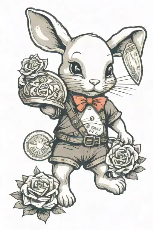 Bunny With Holding Money Bag With Loutus Flower With Wording Hope Is A Lie