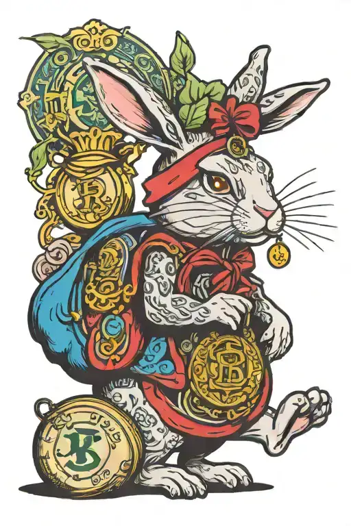 Bunny With Holding Money Bag