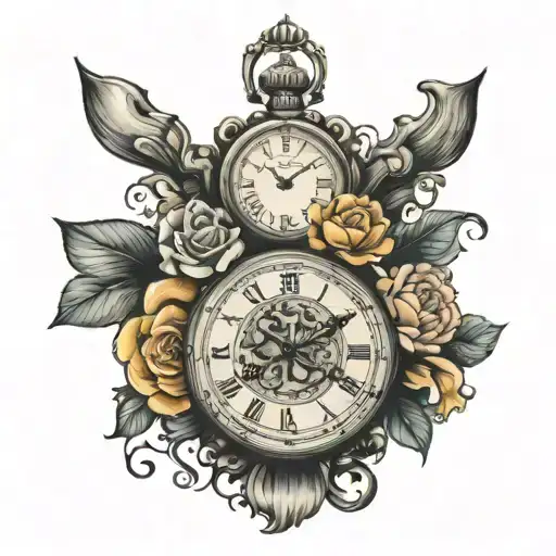 Harleigh Quinn Daughter Clogs Pocket Watch Tattoo Design