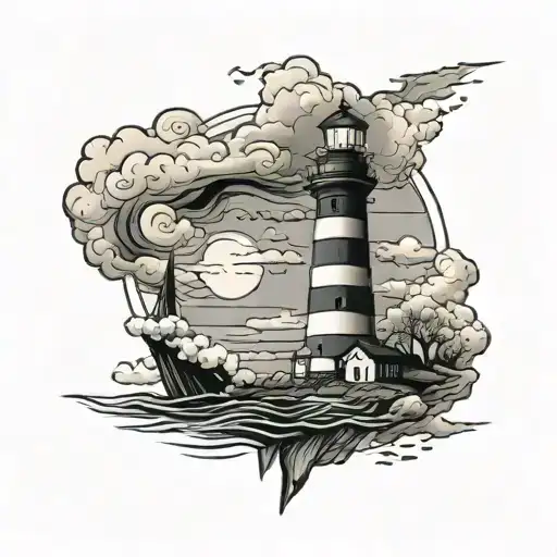 Lighthouse Gloomy Dark Clouds