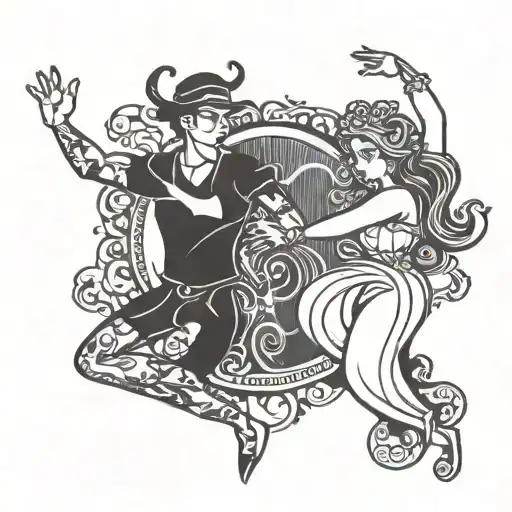 Matching Tattoo Design Incorporating Dance Black Whites Stick People