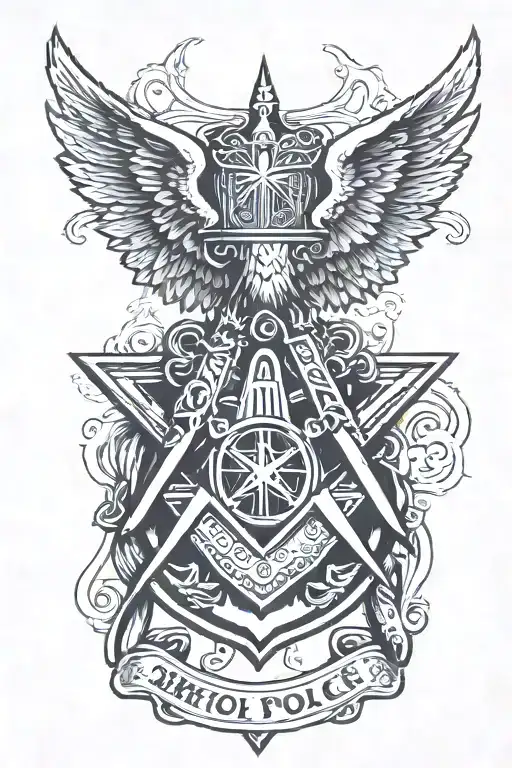 American Police With Masonic Square And Compass