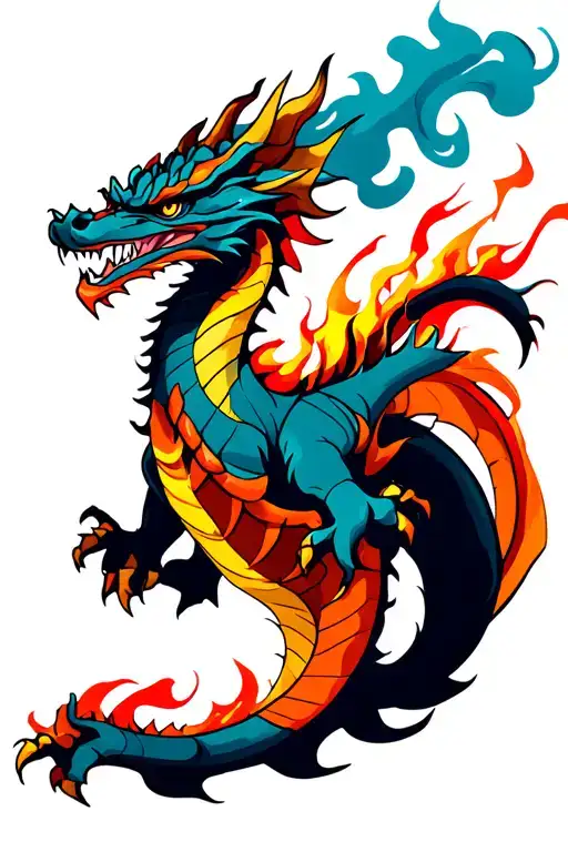 Dragon With Smoke And Fire