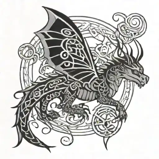 Celtic Moon Butterfly Dragon