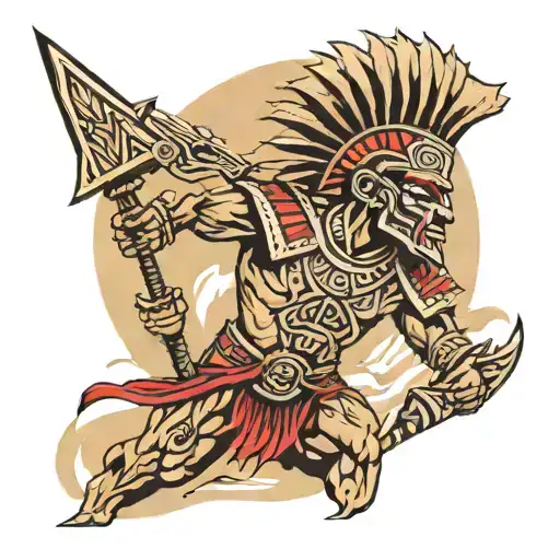 Aztec Warrior In The Desert
