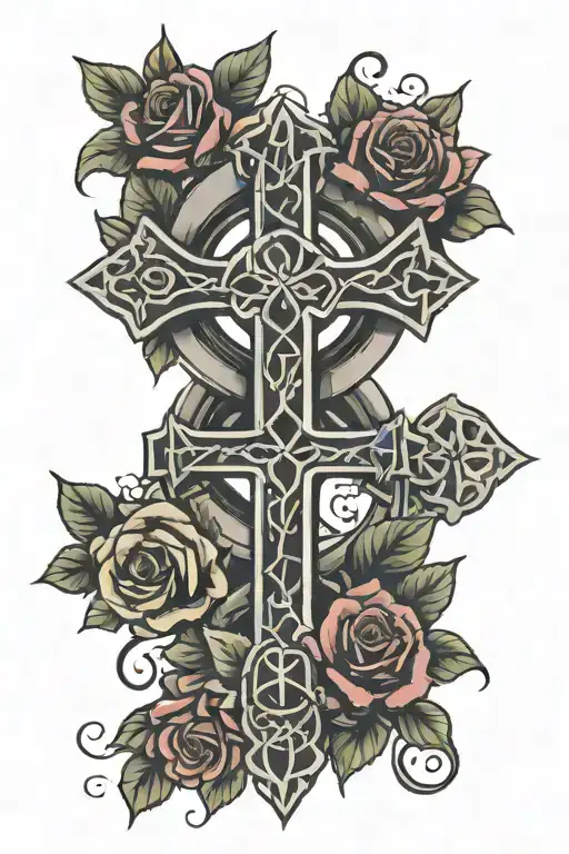 Celtic Cross And Roses