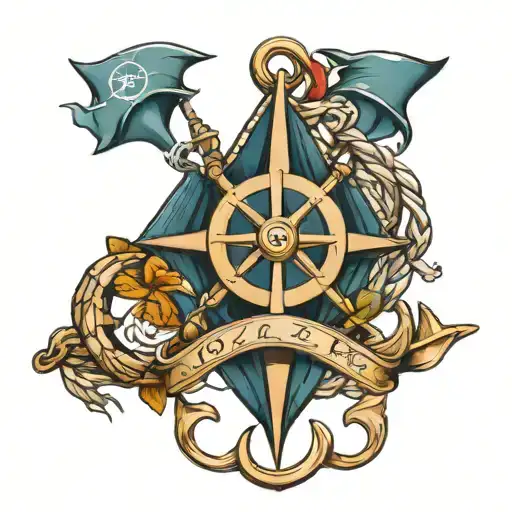 Anchor Rudder And Compass