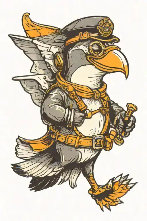 Penguin In Aviator Suit Happy Old School