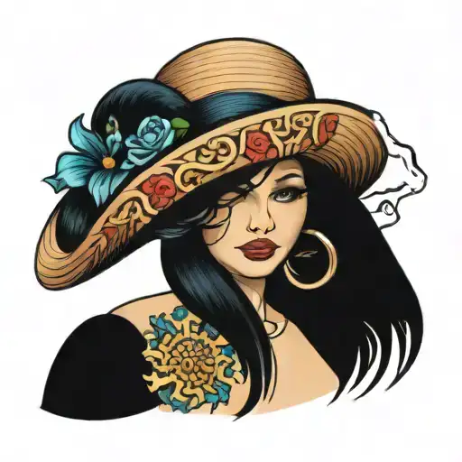 Sun With A Straw Hat And The Sea