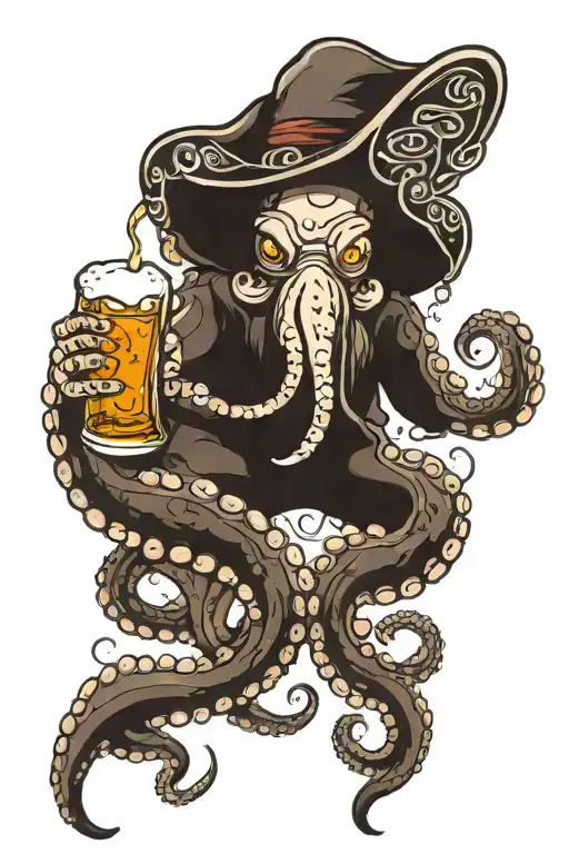Octopus Drinking Beers