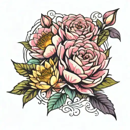 Aster Rose And Water Lily