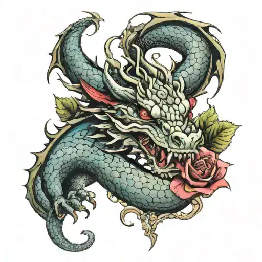Bloody Dragon In Roses