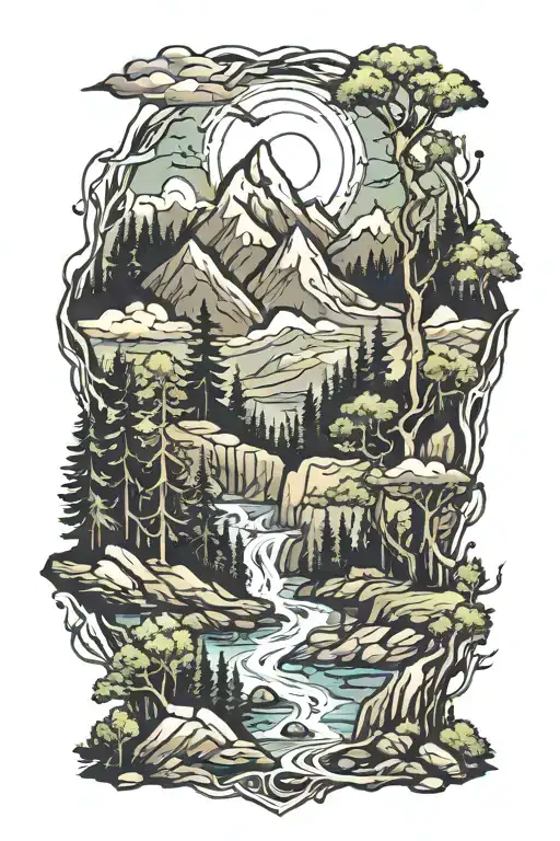 Forest Mountain Scene