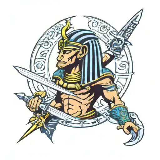 Egyptian God Holding Sword