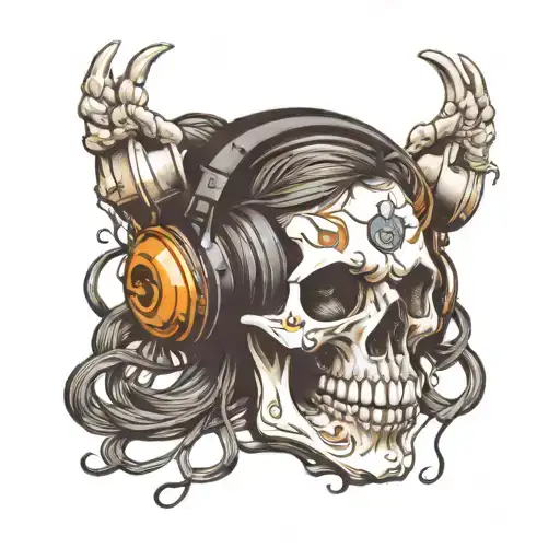 Skull Wearing Headphones