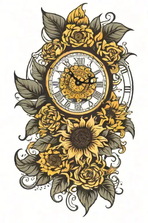 Sunflower Clock Face Profile Holding