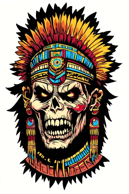 An Aztec Underworld Protector Battling Zombies