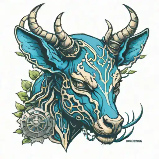 Impala Cyborg Head Front View Blue Details Nature