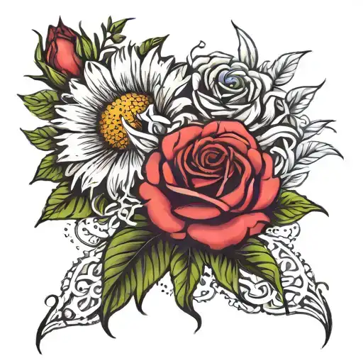 Daisy And Rose Intertwined