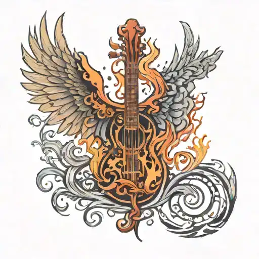 Phoenix Rising Saving G Clef Bass Clef And Guitar From Fire