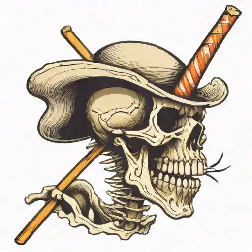 Skeleton With Toothpick In Mouth