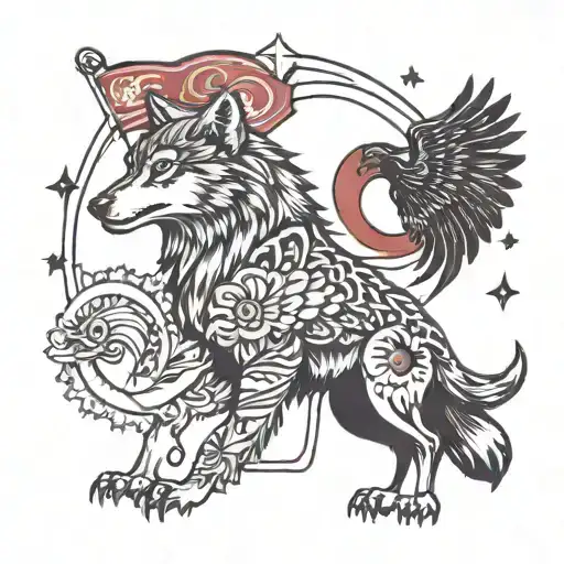 Wolf And Turkey Flag