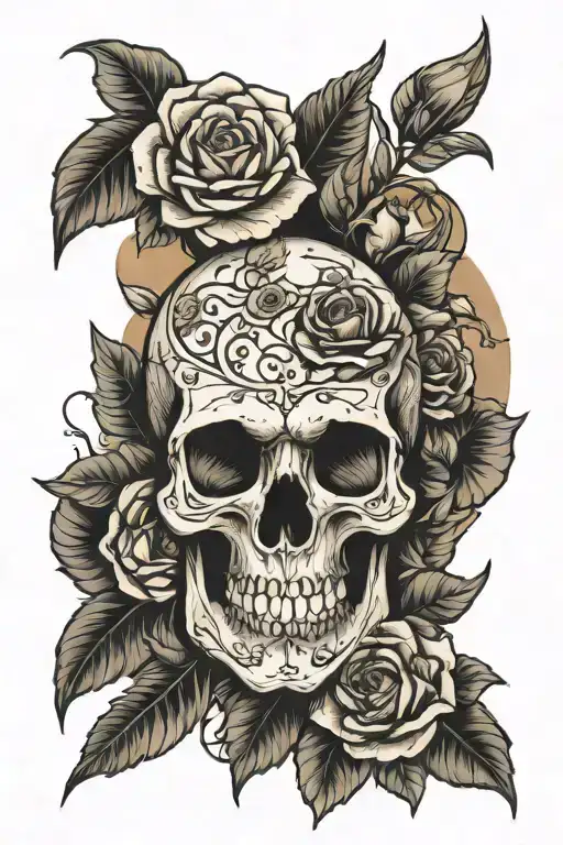 Skull Flowers Moon Phases