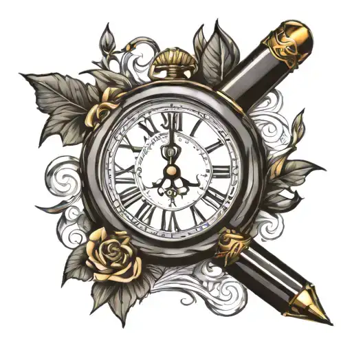 Black Pen Clock Greek Mythology