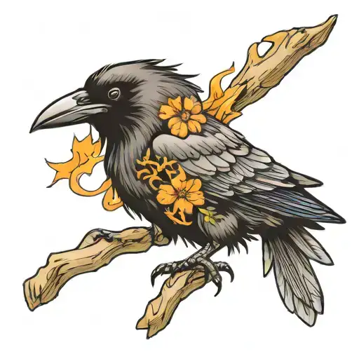 Last Summer Crow Tattoo Design