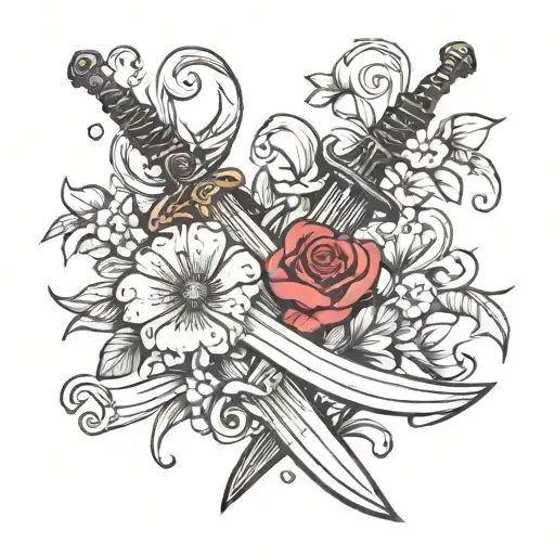 Sword Going Throw Flowers
