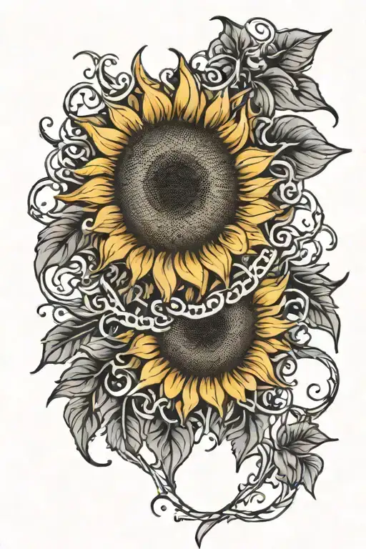 A Sun With Sunflowers Intertwined