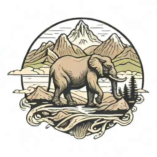 Elephant And Mountain Range