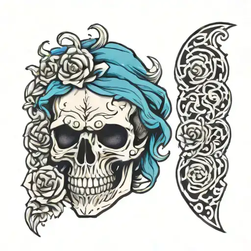 Skull Ghost Style Large Left Arm Covering