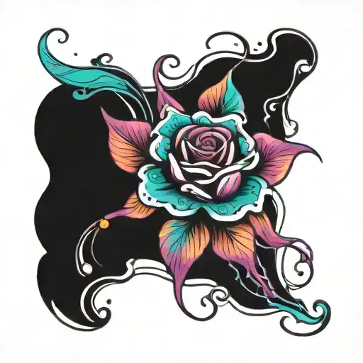 Abstract Wavy Purple And Turquoise Rose