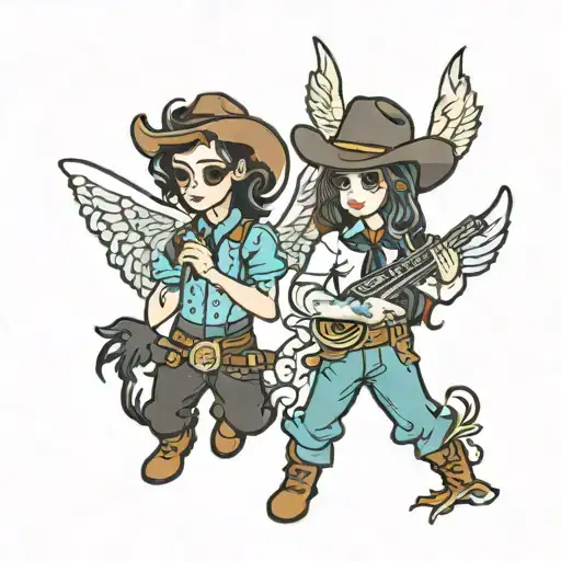 A Cowboy And Angel's Themed Couples Tattoo Inspired By The Song