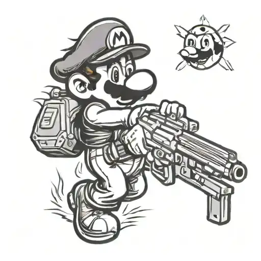 Mario Shooting A Gun
