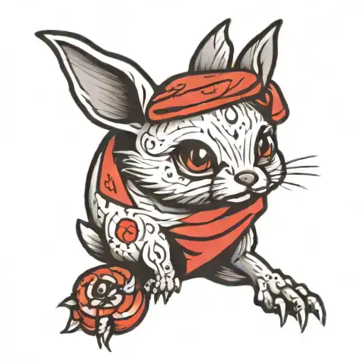 Little Animal With Red Flag