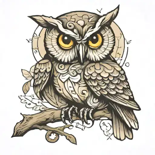 Perched Owl With Missing Puzzle Piece