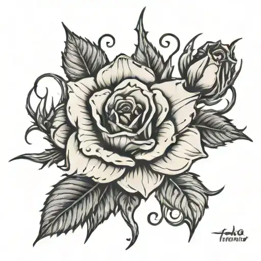 Name Tanja Hidden In The Rose With Thorns Tatoo