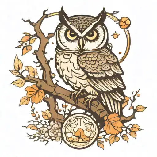 Owl And Forest Scene