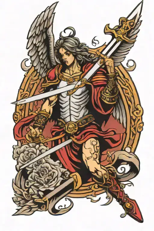 Arch Angel Holding A Sword
