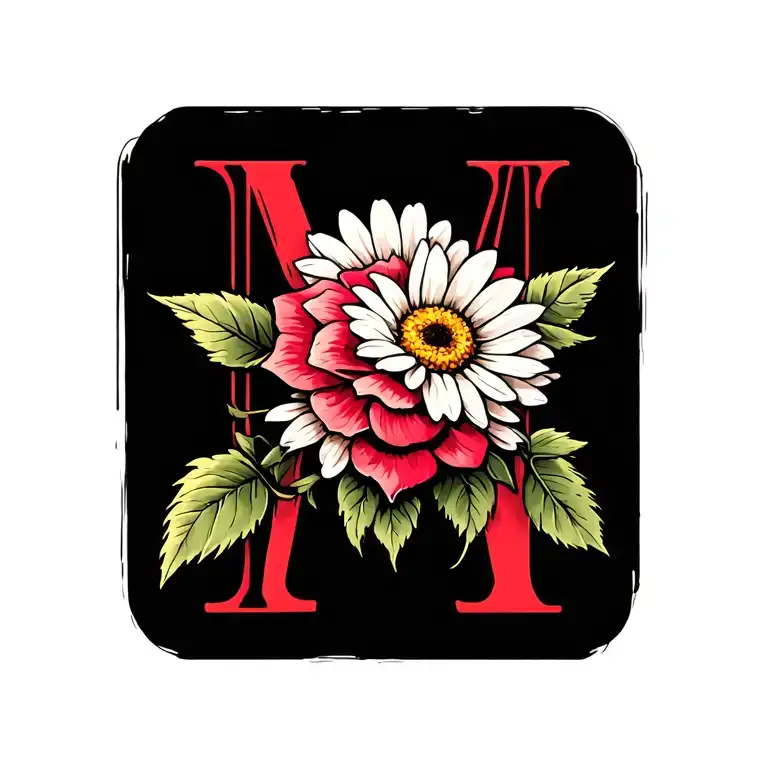 Letter M Rose Daisy