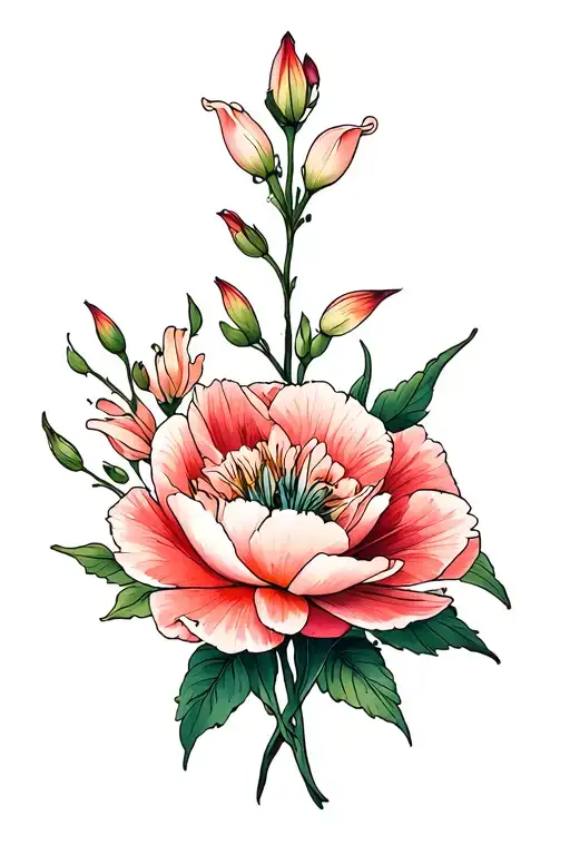 Lily Poppy And Peonies Flower